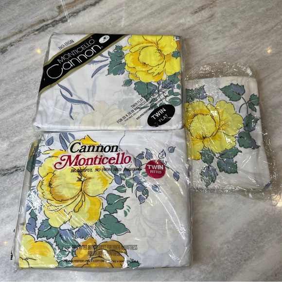Vintage Monticello cannon flower sheets 1980’s new old stock twin size - Picture 11 of 13